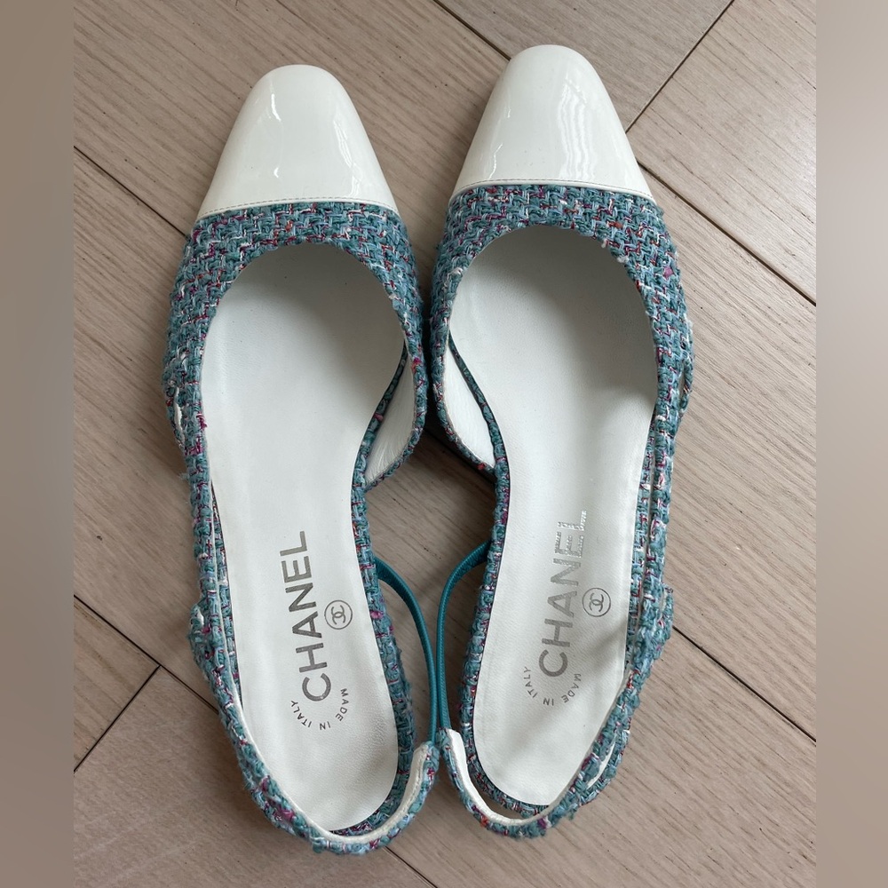 Chanel tweed slingbacks